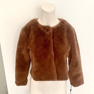 ‼️NWT COLLARLESS ADRIANNA PAPEL FAUX MINK FUR CROPPED JACKET BLOGGER FAV‼️